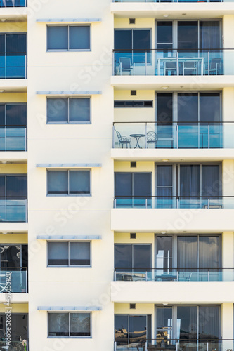 Side elevation of a block of multi story apartments photo