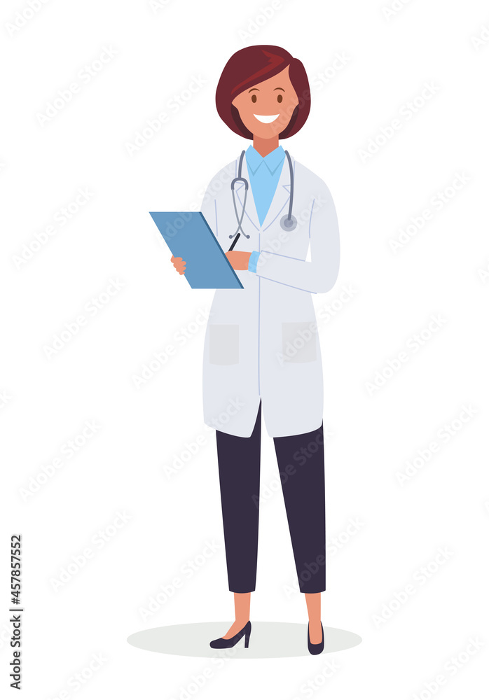 A doctor with a notebook, an illustration. Vector illustration. A doctor with a notebook, an illustration. Vector illustration.