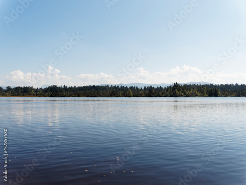 Kirchsee by Sachsenkam in Upper Bavaria. Beautiful and mystical lake in Upper bavaria nearby the monastery and brewery of Kloster Reutberg in Sachsenkam municipality