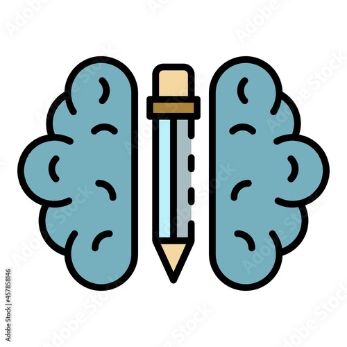 Interactive brain learning icon. Outline interactive brain learning vector icon color flat isolated