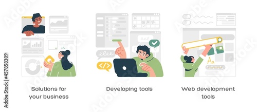 Web development abstract concept vector illustration set. Business solution, Web development tools abstract metaphor.