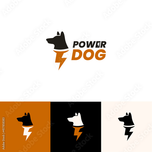 Super power dog logo design concept vector