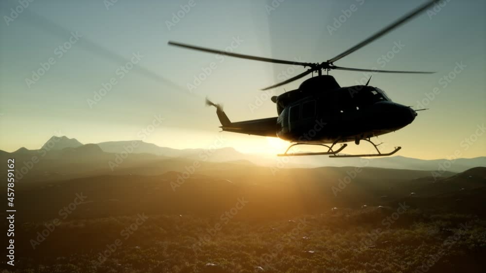 Slow Motion United States military helicopter in Vietnam