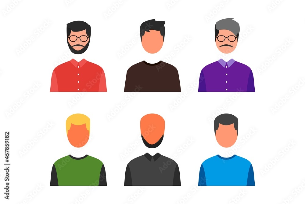set of faceless man avatar with various style. profile picture, video conference, or online learning illustration set of faceless man avatar with various style. profile picture, video conference, or online learning illustration