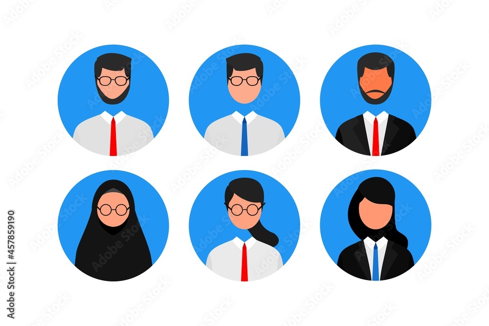 set of faceless man and woman avatar. job, profile picture, video conference, or online learning illustration set of faceless man and woman avatar. job, profile picture, video conference, or online learning illustration