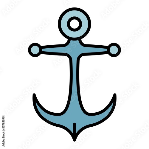 Ship anchor icon. Outline ship anchor vector icon color flat isolated