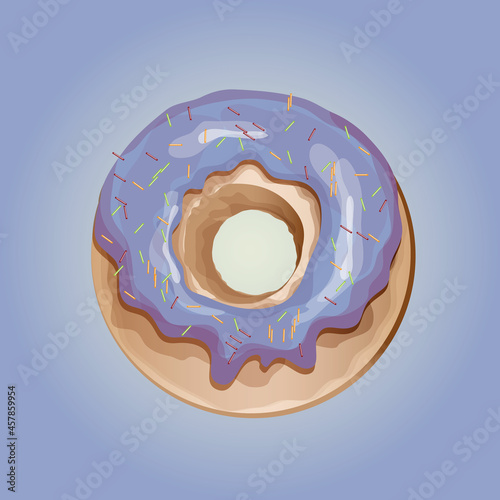 Blue donut with multi-colored sprinkles. Food. Sweets.
