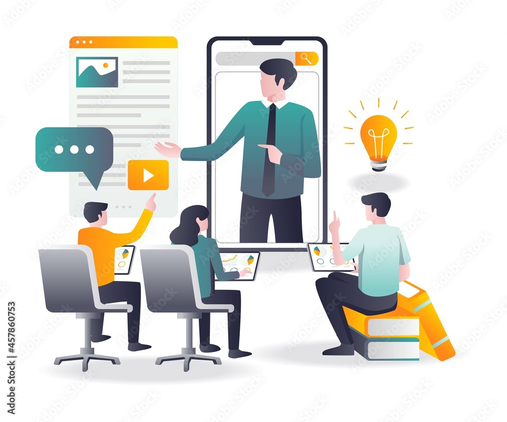 Some students study online with the teacher Some students study online with the teacher