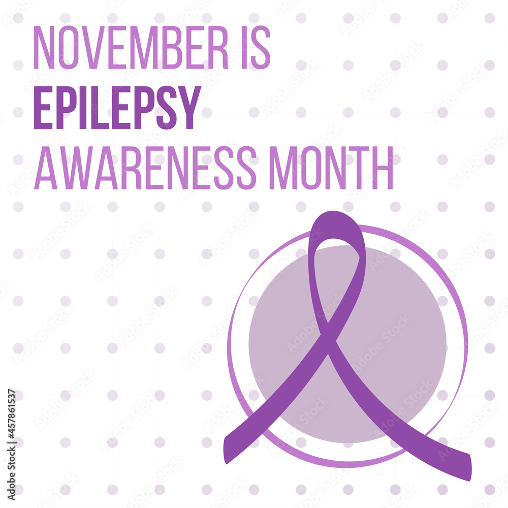 Epilepsy Awareness Month concept. Banner template with purple ribbon and text.  Vector illustration.
