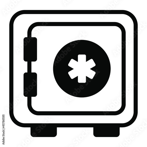 safe medical, safe black filled icon, healthcare and medical icon.