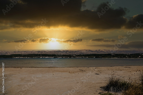 an empty beach in coatia at photo