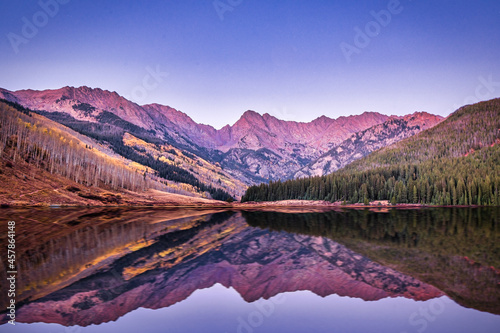 mountain lake reflection Blue Hour