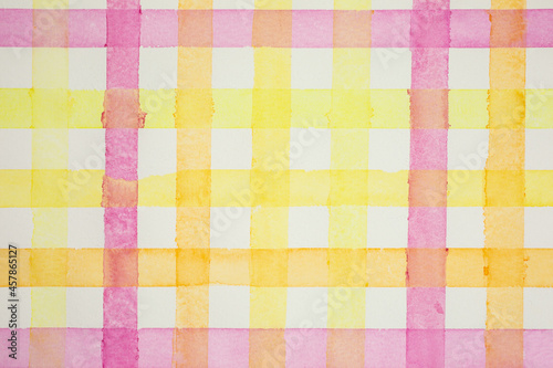 checkered watercolor background with stripes in pink, orange and yellow