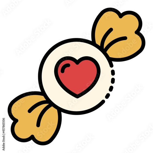 Candy toffee icon. Outline candy toffee vector icon color flat isolated