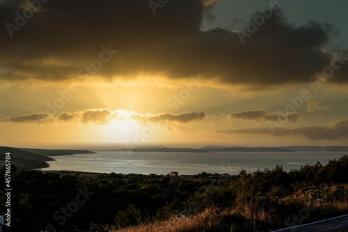 wonderful sunset in croatia at the bay