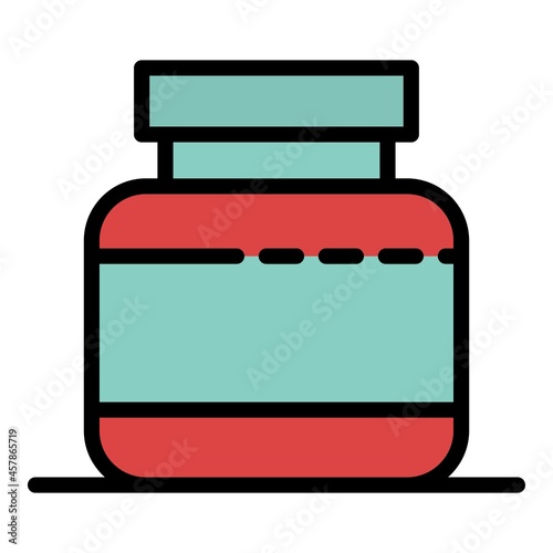 Fitness protein jar icon. Outline fitness protein jar vector icon color flat isolated