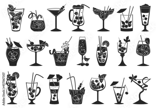 Summer cocktail vector illustration on white background. Vector black set icon fresh drink . Isolated black set icon summer cocktail.