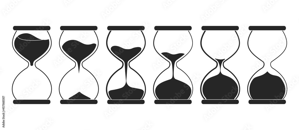 Hourglass vector black set icon. Vector illustration sand clock on ...