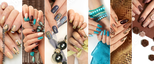 Fashionable versions of nail art.