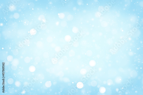blue lights holiday bokeh. Abstract winter time background.