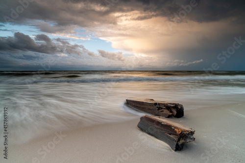 Fototapeta Naklejka Na Ścianę i Meble -  Landscape above the sea. Sand, beach and sea. Landscape from the Baltic Sea.