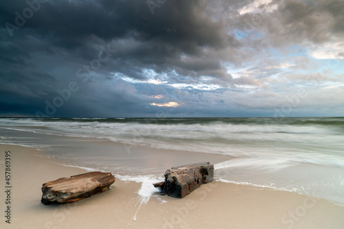Fototapeta Naklejka Na Ścianę i Meble -  Landscape above the sea. Sand, beach and sea. Landscape from the Baltic Sea.