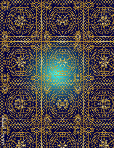 Golden pattern of Geometric shapes flowers