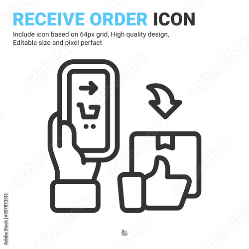 Click buy and collect order icon isolated on white background. Vector design delivery services steps, receive order in pick up point sign symbol icon concept for apps, online store. Editable stroke