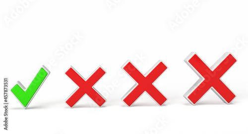 3D one Check and three X