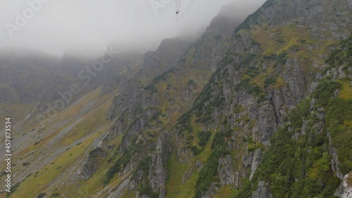 Cable car ride from the top of Kasprowy Wierch in the Tatra mountains in Zakopane, Poland