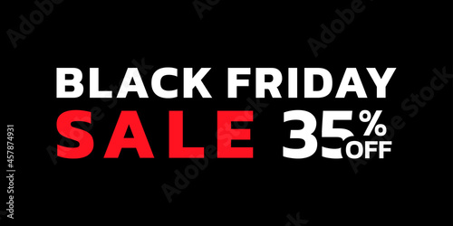 Black Friday sale banner with 35 percent price off. Modern discount card for promotion, ad and web design. Vector illustration.