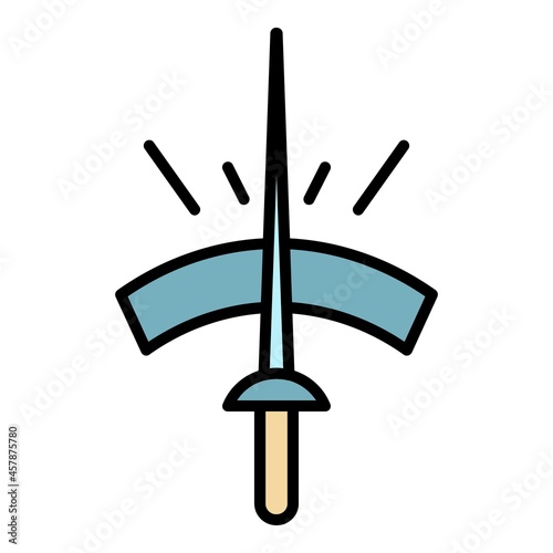 Fencing sword icon. Outline fencing sword vector icon color flat isolated