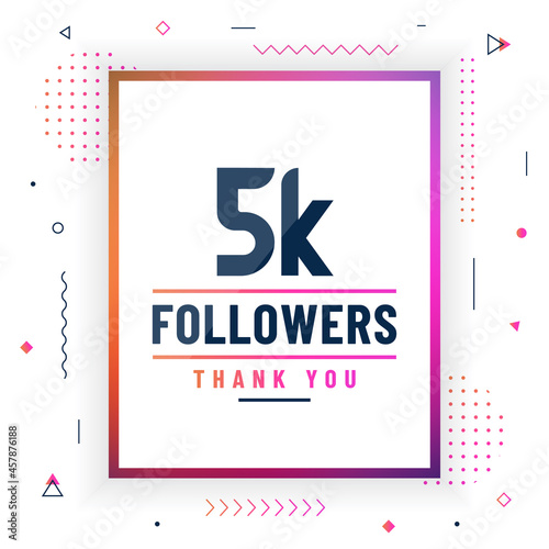 Thank you 5K followers, 5000 followers celebration modern colorful design.