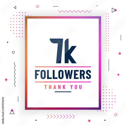 Thank you 7K followers, 7000 followers celebration modern colorful design.