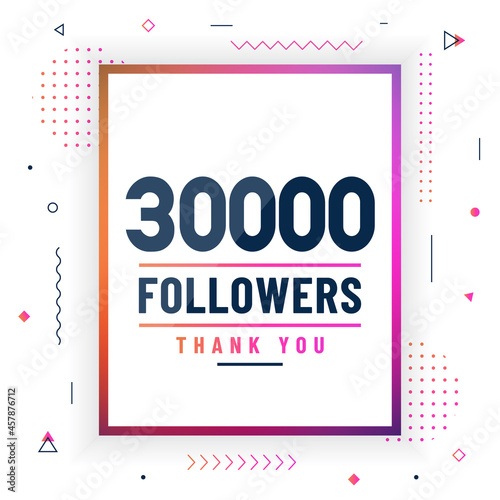 Thank you 30000 followers, 30K followers celebration modern colorful design.