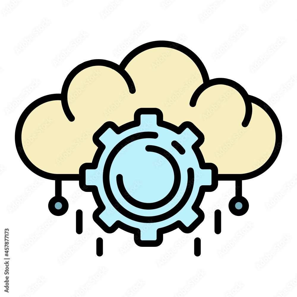 Ai cloud management icon. Outline ai cloud management vector icon color flat isolated Ai cloud management icon. Outline ai cloud management vector icon color flat isolated