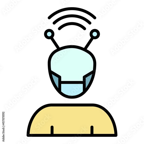 Cyborg icon. Outline cyborg vector icon color flat isolated