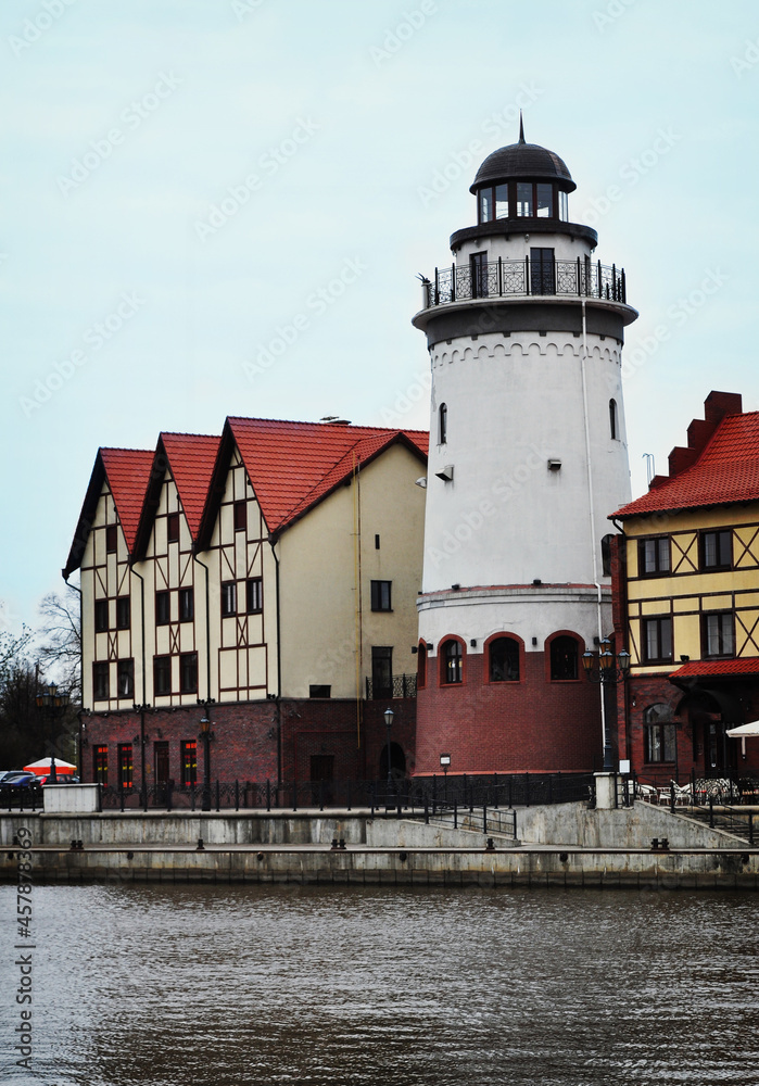 Old lighthouse on the city embankment