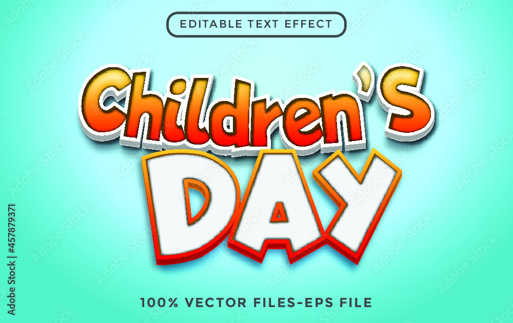 World childrens day 3d editable text effect Premium Vector World childrens day 3d editable text effect Premium Vector