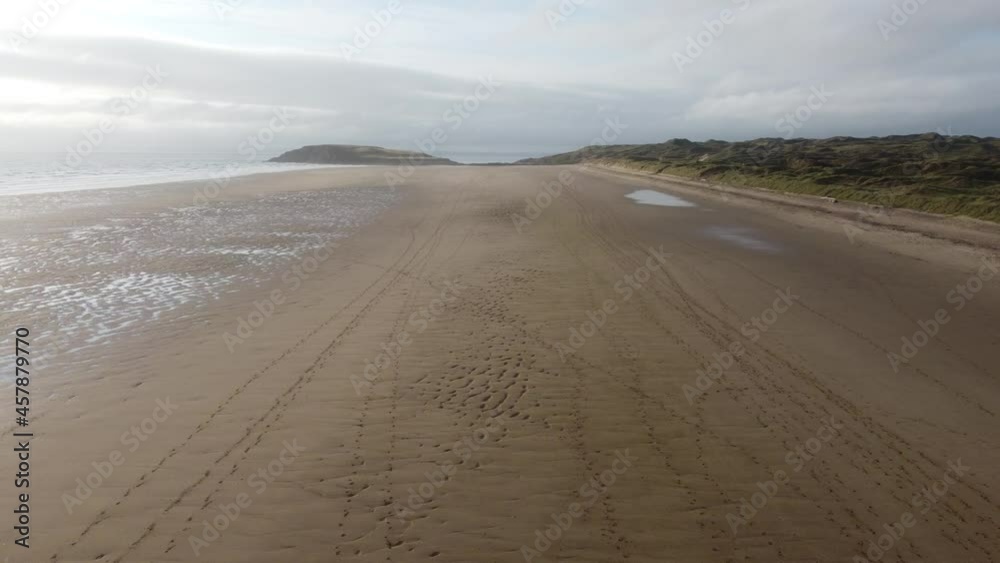Drone flight over empty beach Drone flight over empty beach