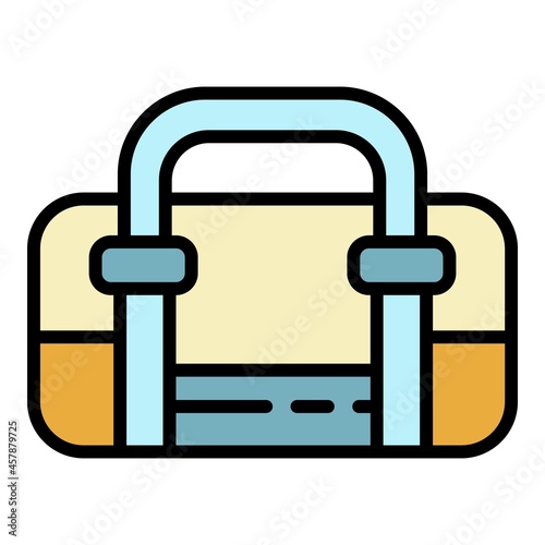 Sports bag icon. Outline sports bag vector icon color flat isolated