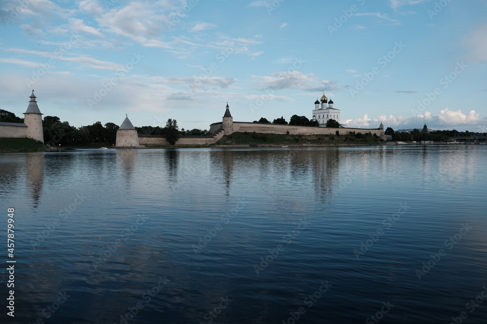 Russia, Pskov, Velikaya River, summer evening