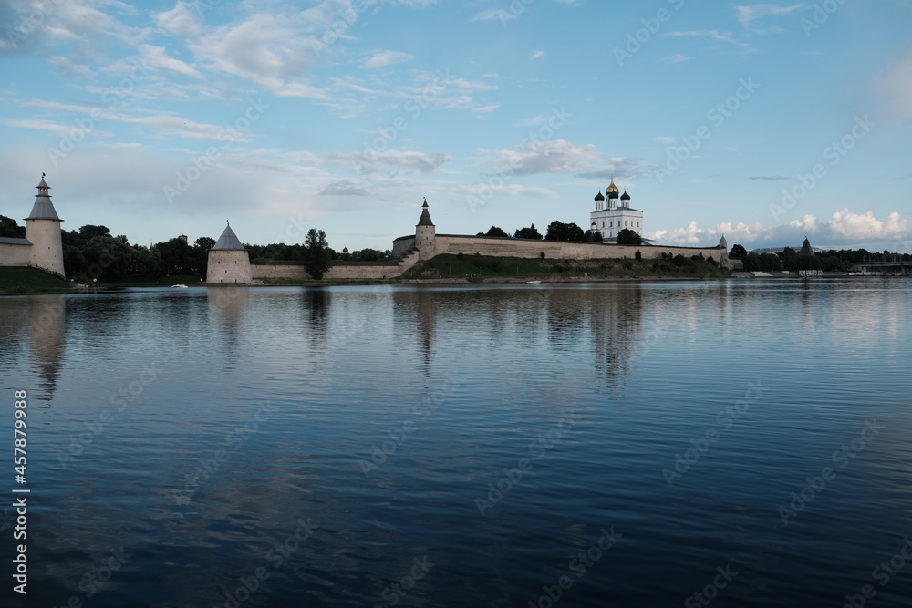 Russia, Pskov, Velikaya River, summer evening