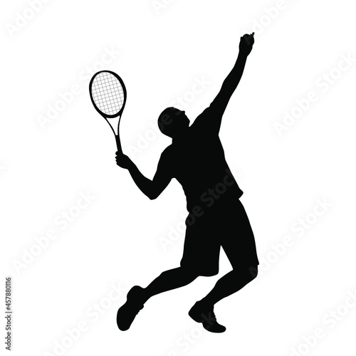 tennis player hold on racket silhouette