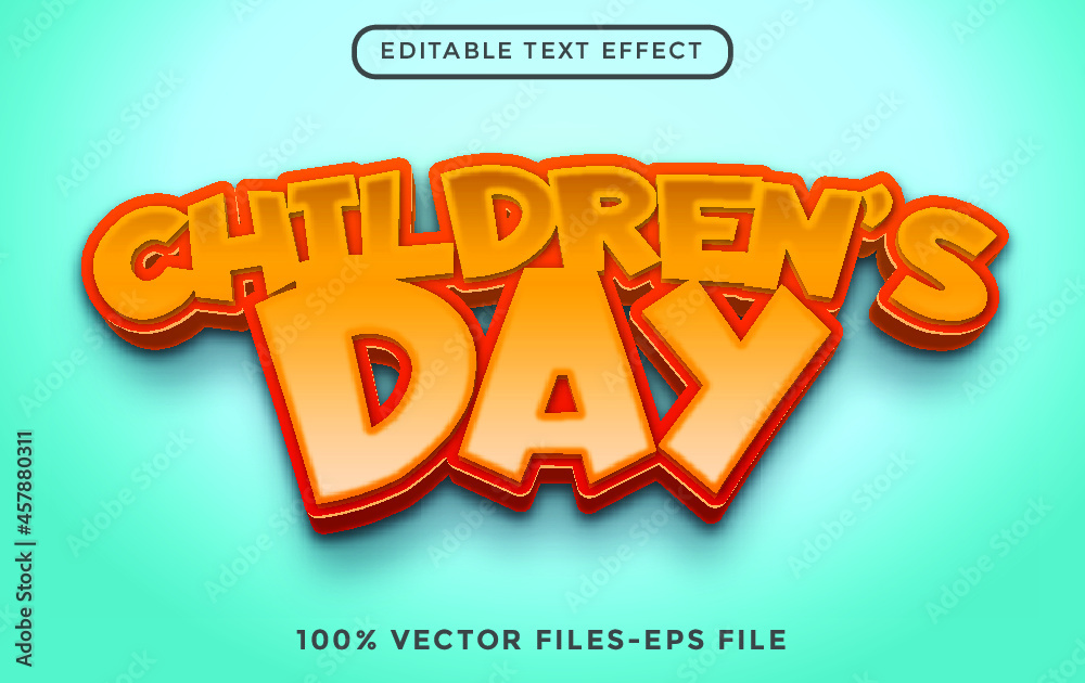 World childrens day 3d editable text effect Premium Vector