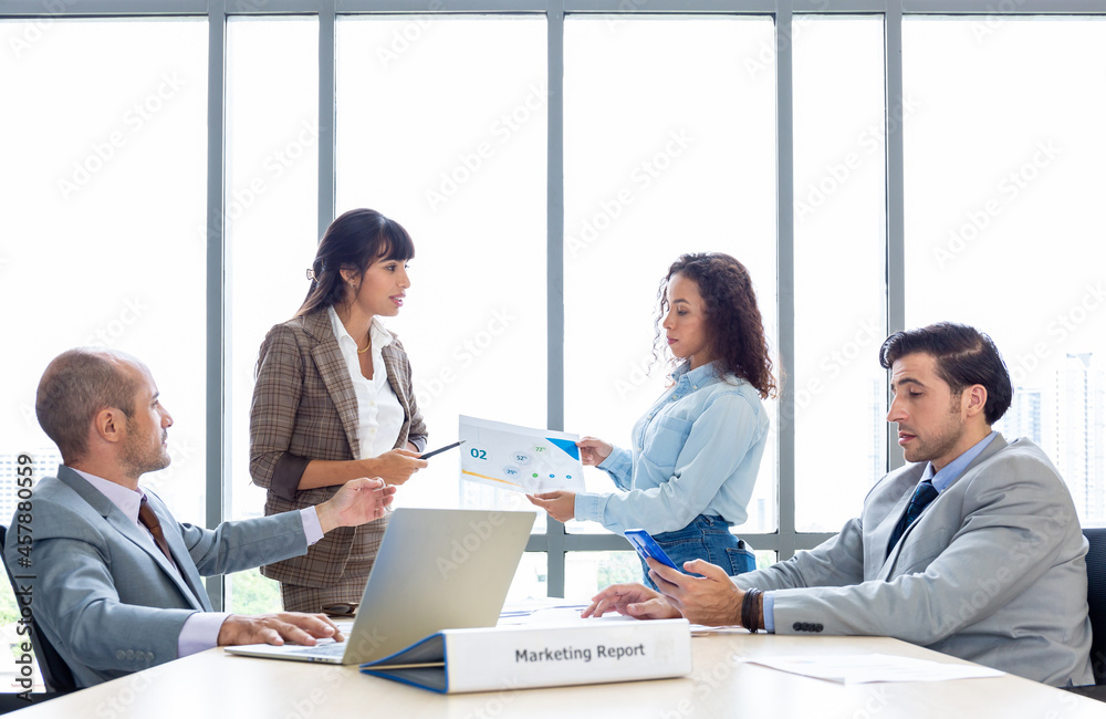 Businesspeople discussing together in the conference room during meeting at the office. Businesspeople discussing together in the conference room during meeting at the office.