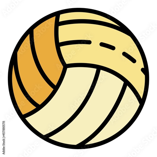 White volleyball ball icon. Outline white volleyball ball vector icon color flat isolated