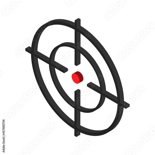 Sight gun vector icon isometric. Modern target illustration of crosshair symbol for web design. Cross mark dot
