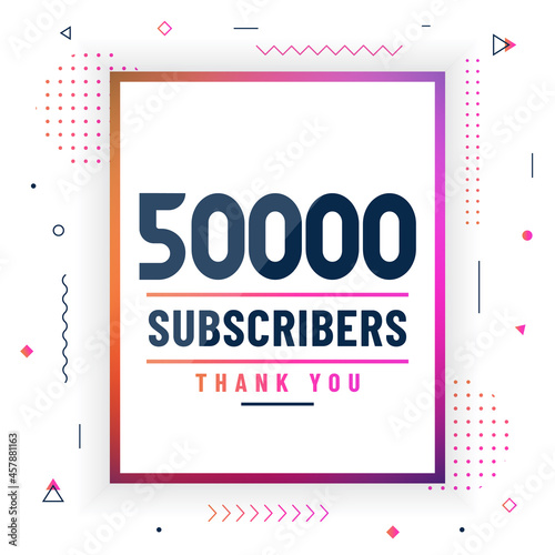 Thank you 50000 subscribers, 50K subscribers celebration modern colorful design.