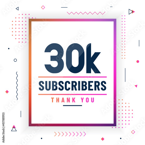Thank you 30K subscribers, 30000 subscribers celebration modern colorful design.